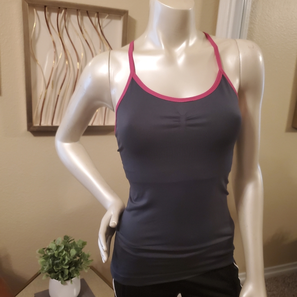 Grey and Pink Workout Top